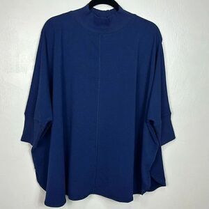 Zuda Cotton Blend 3/4 Dolman Sleeve Pullover Sweater In Dark Blue Size S